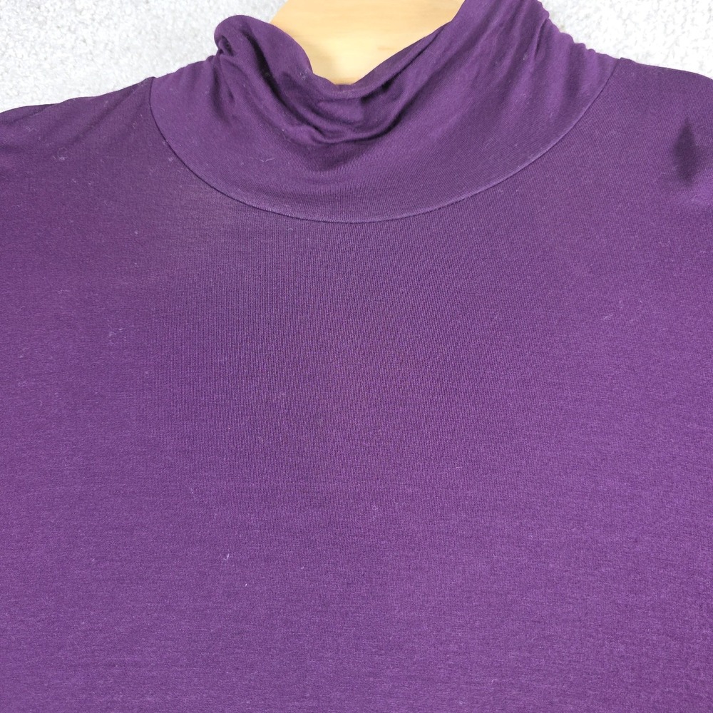 Eileen Fisher Mock Neck Tunic Top Women Medium Purple Viscose Stretch Luxury